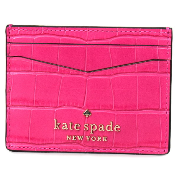 クロコダイル ケイトスペード カードケース katespade レザー クロコダイル スモール スリム 名刺入れ 定期入れ パスケース フェスティバルピンク KA189【ブランド 新品 送料無料 正規 保証 10倍 OUTLET アウトレット 誕生日 ギフト プレゼント】