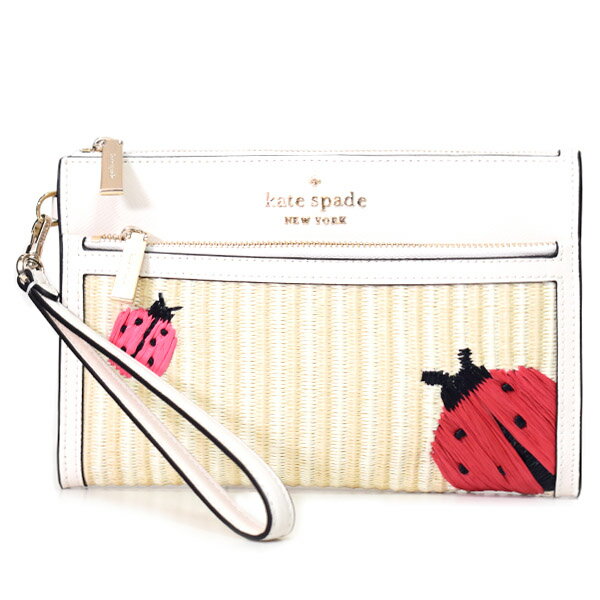 ケイト・スペード ニューヨーク 革バッグ レディース ケイトスペード バッグ katespade ストロー レザー てんとう虫 レディバッグ ミディアム リストレット 2way マルチ ポーチ クラッチ バッグ ナチュラルマルチ KA573【ブランド 新品 送料無料 正規 人気 安心 保証 ギフト 10倍 OUTLET アウトレット 誕生日 プレゼント】