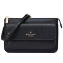 ケイトスペード バッグ katespade レザー レイラ ロゴ フラップ クロスボディ 斜めがけ 2WAY ウォレット クラッチ ショルダーバッグ ブラック ...