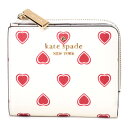 ケイトスペード 財布 katespade PVC レザー ハート プリント L字 ジップ コンパクト 二つ折り コンパクト財布 ウォレット 専用BOX付き クリームマルチ KF346【ブランド 新品 送料無料 正規 人気 安心 保証 ギフト 10倍 OUTLET アウトレット 誕生日 プレゼント】