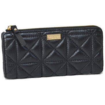 ケイトスペード 財布 katespade キルティング レザー L字ファスナー 長財布 ブラック 2238 【ブランド 新品 送料無料 誕生日 プレゼント 正規 人気 レディース 安心 保証 包装 即日発送 代引無料 】