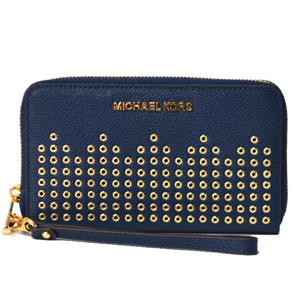 マイケル・コース 革長財布 レディース マイケルコース 財布 MK MICHAEL KORS レザー ジップ アラウンド リストレット 長財布 ネイビー 35F8GYEE3L【ブランド 新品 送料無料 誕生日 記念日 お祝い プレゼント 正規 人気】