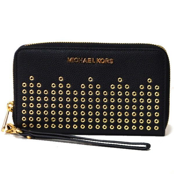 マイケル・コース 革長財布 レディース マイケルコース 財布 MK MICHAEL KORS レザー ジップ アラウンド リストレット 長財布 ブラック 35F8GYEE3L【ブランド 新品 送料無料 誕生日 記念日 お祝い プレゼント 正規 人気】