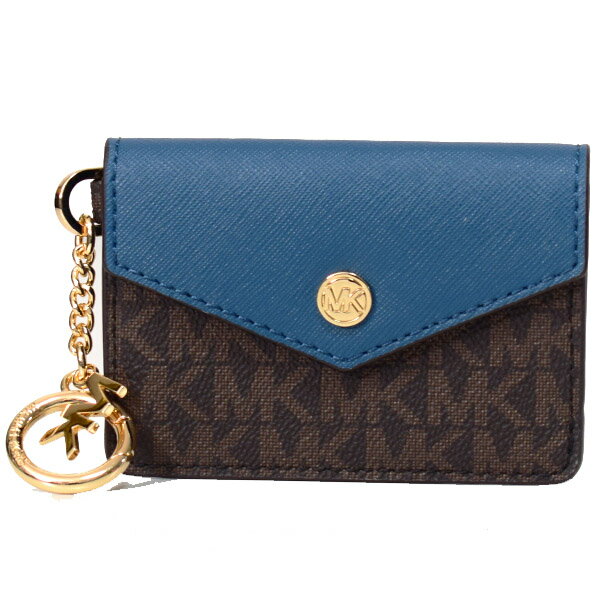 マイケルコース カードケース MICHAEL KORS PVC レザー カラ モノグラム スモール フラップ ロゴチャーム キーリング付き キーポーチ 小銭入れ コインポーチ コインケース ダークシャンブレーマルチ 35F0GW9D1B【ブランド 新品 送料無料 保証 10倍 即日発送】