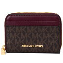 マイケルコース カードケース MICHAEL KORS コーティングキャンバス レザー モノグラム ジェット セット トラベル ロゴ ミディアム ジップ アラウンド カードケース コインケース 小銭入れ カードホルダー メルロー 35H9GTVZ2B【送料無料 代引無料 】