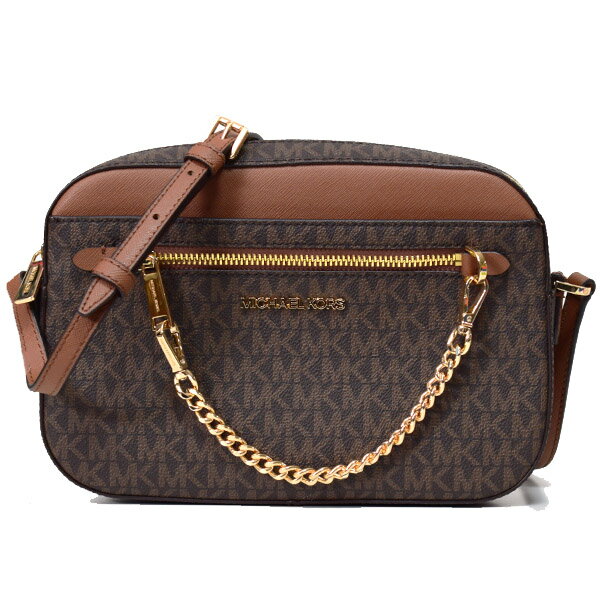 Rakuten - マイケルコース バッグ MICHAEL KORS PVC レザー ジェット セット アイテム モノグラム ラージ イースト ウエスト ジップ チェーン クロスボディ 斜めがけ ショルダーバッグ ブラウン 35S1GTTC9B【ブランド 新品 送料無料 正規 アウトレット ギフト】