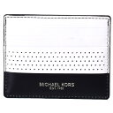 マイケル・コース 定期入れ メンズ マイケルコース カードケース MK MICHAEL KORS メンズ パーフォレーテッドレザー クーパー トール パンチング スリム カードケース 名刺入れ 定期入れ パスケース ホワイト×ブラック 36U9LCRD1U【ブランド 新品 送料無料 正規 安心 保証 ギフト 10倍 包装 即日発送】