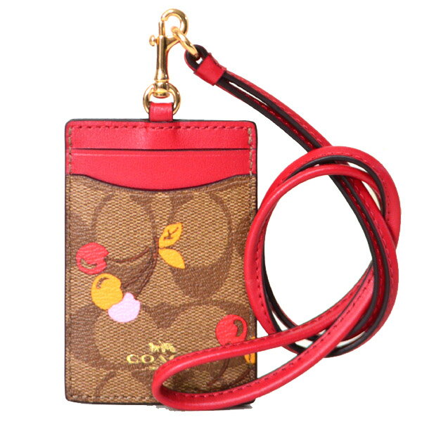 コーチ カードケース COACH コーティングキャンパス シグネチャー さくらんぼ チェリー柄 ID ランヤード 首かけ カードケース カーキマルチ　31899【ブランド 新品 送料無料 誕生日 プレゼント 正規 人気 レディース 安心 保証 ギフト 10倍 OUTLET 包装 即日発送 代引無料 】のサムネイル
