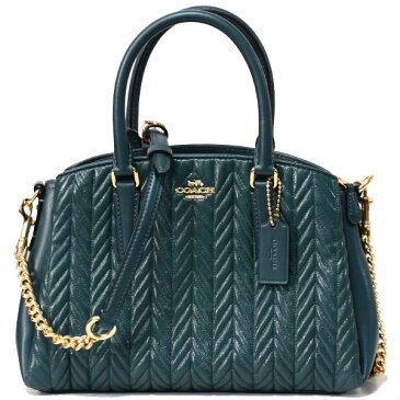 コーチ バッグ COACH カーフレザー スムースレザー キルティング ミニ セージ キャリオール チェーン 2WAY ショルダー ハンドバッグ エバーグリーン 73063【ブランド 新品 送料無料 正規 安心 保証 ギフト 10倍 OUTLET 包装 即日発送】