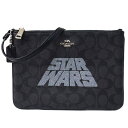 コーチ マルチポーチ COACH コーティングキャンバス ペブルレザー スターウォーズ コラボ シグネチャー ロゴ リストレット ギャラリー ポーチ クラッチ ハンドバッグ ブラックスモーク×ブラックマルチ 88488【ブランド 新品 送料無料 10倍 OUTLET 包装 即日発送 代引無料 】