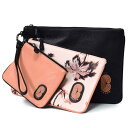 コーチ マルチポーチ COACH ナイロン ぺブルレザー グローイング パーム プリント リストレット ポーチ トリオ クラッチ バッグ 3点セット ピーチマル...