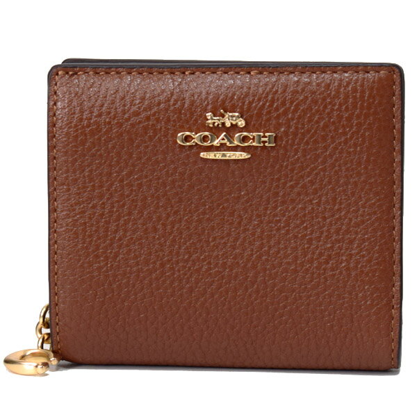 コーチ 財布 COACH ぺブルレザー ロゴチャーム スナップ ウォレット 二つ折り 財布 レッドウッド coach2862【新品 送料無料 正規 人気 安心 保証 10倍 OUTLET 即日発送】