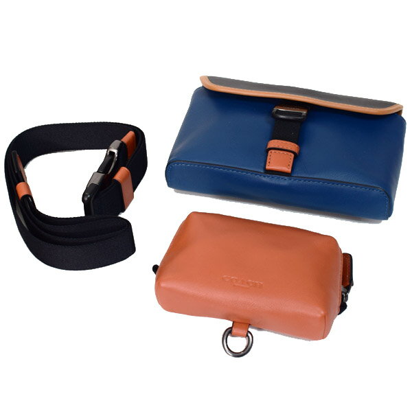 コーチ バッグ COACH スムースカーフレザー ライダー カラーブロック ダブル ベルトバッグ 3way ワンショルダー バックパック ウエスト ボディバッグ トゥルーブルー×ブライトキャニオン coach3132【新品 送料無料 正規】