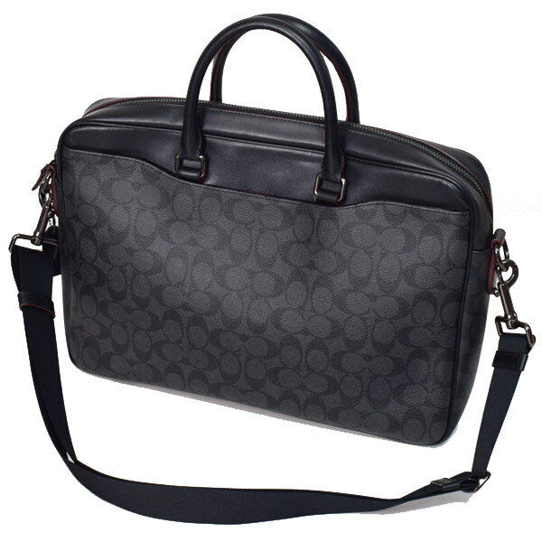 コーチ バッグ COACH メンズ コーティングキャンバス カーフレザー シグネチャー ベケット スリム 2WAY ビジネス ブリーフケース ショルダーバッグ ブラック×ブラック×オックスブラッド coach4184【ブランド 新品 送料無料 OUTLET 即日発送 代引無料 】