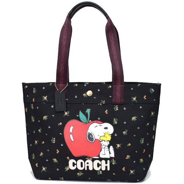 コーチ バッグ COACH キャンバス ぺブルレザー ピーナッツ コラボ スヌーピー 花柄 フラワー フローラル トートバッグ ブラックマルチ coach6172【ブランド 新品 送料無料 正規 安心 保証 10倍 包装 即日発送 代引無料】