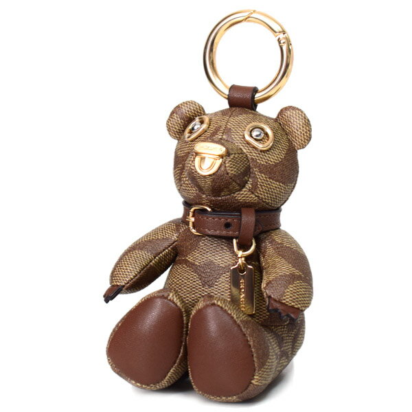 コーチ キーホルダー COACH コーティングキャンバス レザー シグネチャー テディ ベアー くま 熊 バッグチャーム キーリング キーホルダー カーキ×サドル CI012【新品 送料無料 正規 人気 安心 保証 包装 即日発送 】のサムネイル