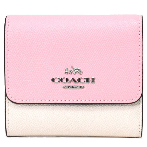 コーチ 財布 COACH レザー スモール カラーブロック トリフォールド ウォレット コンパクト 三つ折り財布 チャーク×パウダーピンクマルチ CF357【ブランド 新品 送料無料 誕生日 プレゼント 正規 人気 レディース 安心 保証 ギフト 10倍 OUTLET 包装 即日発送】