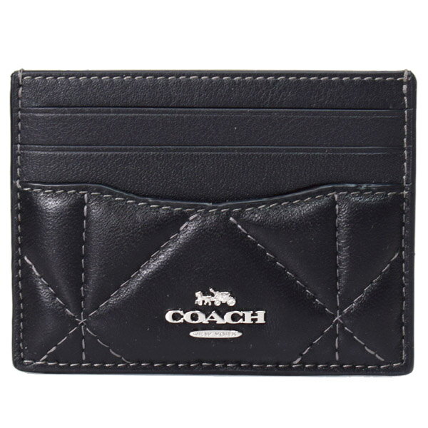 コーチ（COACH) コーチ カードケース COACH レザー ダイヤモンド キルティング ロゴ スリム ID パスケース カードケース 定期入れ 名刺入れ ブラック×バッドランズ CJ525【ブランド 新品 送料無料 誕生日 プレゼント 正規 人気 レディース 安心 保証 ギフト 10倍 OUTLET 包装 即日発送 】