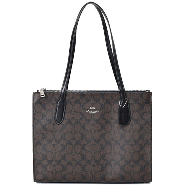 コーチ バッグ COACH コーティングキャンバス レザー シグネチャー ニーナ キャリーオール トートバッグ ブラウンブラック CL399【ブランド 新品 送料無料 正規 安心 保証 10倍 包装 即日発送 】