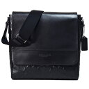 コーチ メンズ バッグ COACH スムースカーフレザー シグネチャー 型押し フラップ ヒューストン マップ クロスボディ 斜め掛け ショルダー バッグ ブラック coach4006【新品 送料無料 正規 保証 包装 即日発送 】