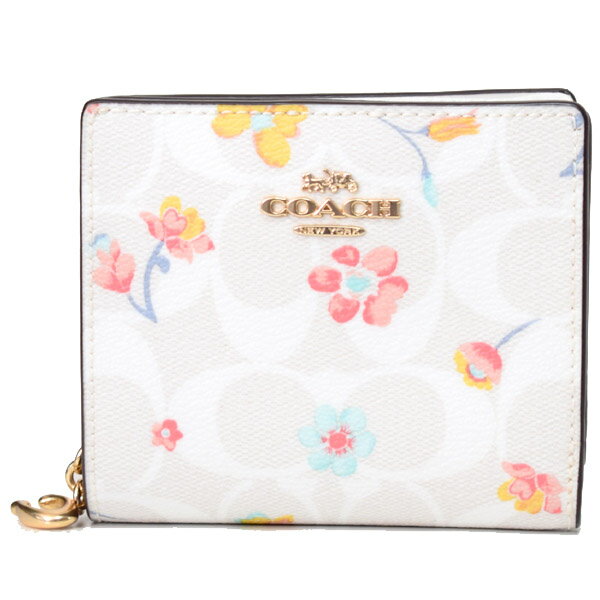 コーチ 財布 COACH PVC レザー シグネチャー フローラル 花柄 スナップ ウォレット 二つ折り 財布 チャークマルチ C8704【新品 送料無料 正規 人気 安心 保証 10倍 OUTLET 即日発送】