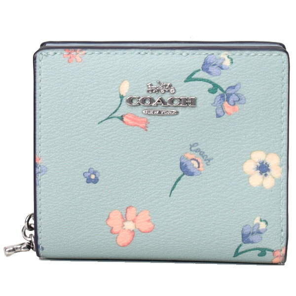 コーチ 財布 COACH レザー フローラル 花柄 スナップ ウォレット 二つ折り 財布 ライトティールマルチ C8703【新品 送料無料 正規 人気 安心 保証 10倍 OUTLET 即日発送】