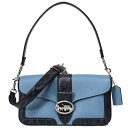コーチ バッグ COACH ぺブルレザー パイソン ジャージー フラップ クロスボディ 3WAY クラッチ ショルダー ハンドバッグ インディゴマルチ CD32...