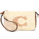 コーチ マルチポーチ COACH シアリング レザー モチーフ ノリータ もこもこ リストレット マルチ ポーチ ミニ ハンド バッグ ナチュラル CE691【...