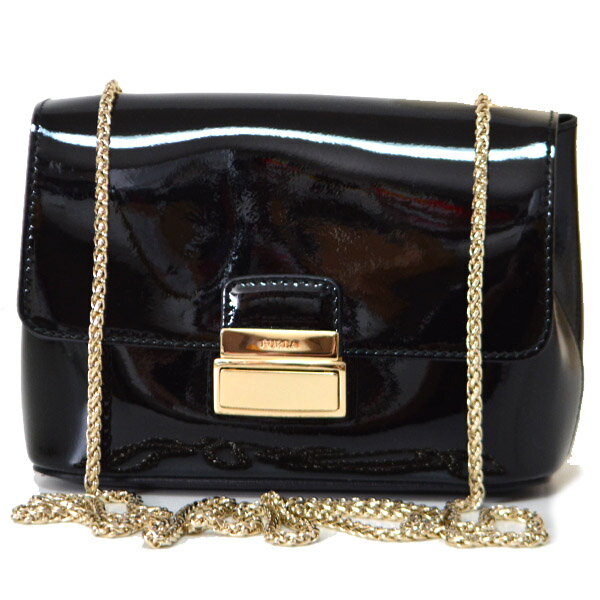 Rakuten - フルラ バッグ FURLA パテントレザー ミニ チェーン ショルダーバッグ ブラック 214934【ブランド 新品 送料無料 誕生日 記念日 お祝い プレゼント 正規 人気 レディース 安心 保証 包装 即日発送 】