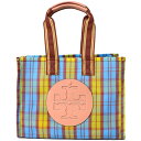 トリーバーチ バッグ TORY BURCH ポリエチレン レザー エラ メッシュ チェック柄 スモール マーケット トートバッグ イエロー×ブルー×メルカドプラッド 84845【ブランド 新品 送料無料 誕生日 記念日 正規 人気 レディース 安心 保証 包装 即日発送 代引無料 】