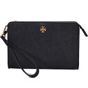 トリーバーチ 小物 TORY BURCH レザー エマーソン ロゴ リストレット ジップ クラッチ ポーチ ブラック 86079【ブランド 新品 送料無料 プレ...