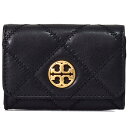 トリーバーチ カードケース TORY BURCH レザー ウィラ キルティング ロゴ 定期入れ 名刺入れ ステッチ 二つ折り カードケース ミニ ウォレット ブラック 87866【ブランド 新品 送料無料 正規 人気 安心 保証 即日出荷 アウトレット ギフト プレゼント 誕生日】