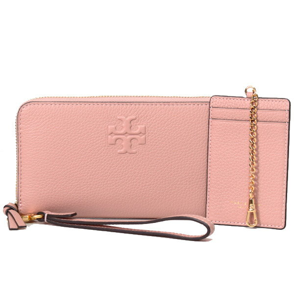 トリーバーチ 財布（レディース） トリーバーチ 長財布 TORY BURCH レザー ロゴ ジップ コンチネンタル 長財布 カードケース 定期入れ ストラップ 3点セット ピンクムーン 86004【ブランド 新品 送料無料 誕生日 記念日 お祝い 正規 人気 安心 アウトレット プレゼント ギフト】