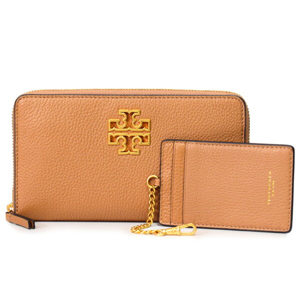 ティラミス トリーバーチ 長財布 TORY BURCH レザー ブリテン ロゴ ジップ コンチネンタル チェーン カードケース 定期入れ 2点セット ティラミス 141004【ブランド 新品 送料無料 誕生日 記念日 お祝い 正規 人気 安心 アウトレット プレゼント ギフト 即日出荷】