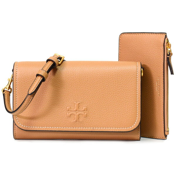 トリーバーチ トリーバーチ バッグ TORY BURCH レザー フラップ ウォレット 2way ポーチ付き クラッチ クロスボディ 斜めがけ ショルダー ティラミス 146467【ブランド 新品 送料無料 プレゼント 正規 人気 レディース 安心 保証 アウトレット 誕生日 ギフト】