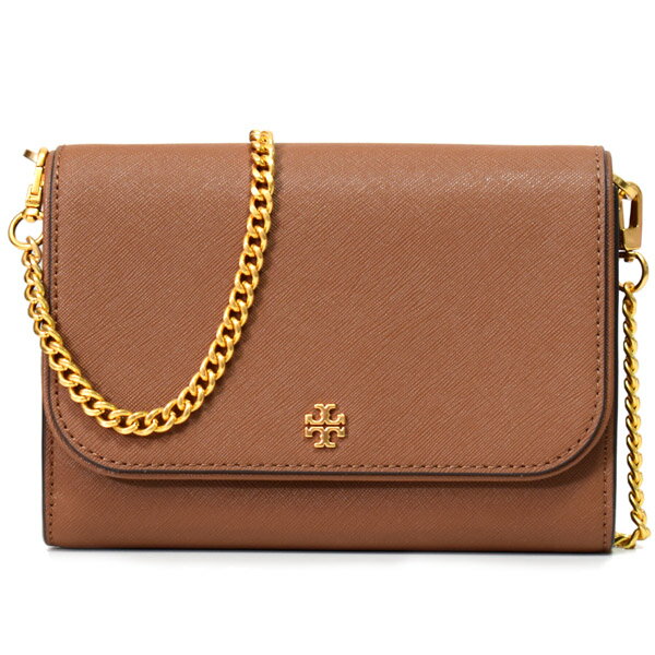 トリーバーチ バッグ（レディース） トリーバーチ バッグ TORY BURCH レザー エマーソン ロゴ チェーン ウォレット 2way クラッチ クロスボディ 斜めがけ ショルダーバッグ ムース 136093【ブランド 新品 送料無料 プレゼント 正規 人気 レディース 安心 保証 アウトレット 誕生日 ギフト レディース】