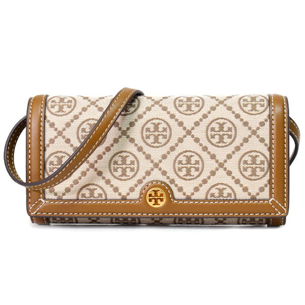 トリーバーチ 革ショルダーバッグ レディース トリーバーチ バッグ TORY BURCH ジャガード レザー モノグラム ロゴ ウォレット 2way クラッチ クロスボディ 斜めがけ ショルダーバッグ ヘーゼルナッツ 135846【ブランド 新品 送料無料 プレゼント 正規 人気 レディース 安心 保証 アウトレット 即日発送】