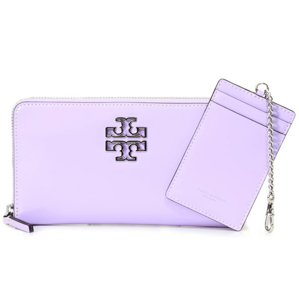 トリーバーチ 財布（レディース） トリーバーチ 長財布 TORY BURCH パテントレザー ブリテン ジップ チェーン コンチネンタル カードケース 定期入れ 2点セット ラベンダー 149661【ブランド 新品 送料無料 誕生日 記念日 お祝い 正規 人気 安心 アウトレット プレゼント ギフト 即日出荷】