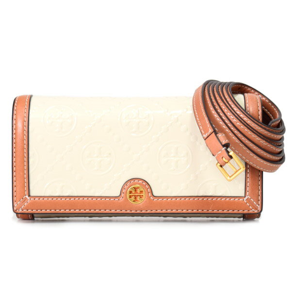 トリーバーチ 革ショルダーバッグ レディース トリーバーチ バッグ TORY BURCH パテントレザー モノグラム ロゴ ウォレット 2way クラッチ クロスボディ 斜めがけ ショルダーバッグ クリーム【訳あり】136233【ブランド 新品 送料無料 プレゼント 正規 人気 レディース 安心 保証 アウトレット 即日発送】