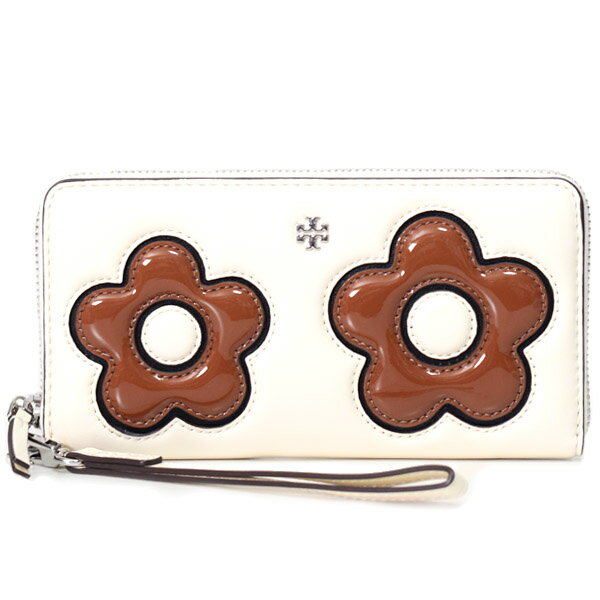 トリーバーチ 財布（レディース） トリーバーチ 長財布 TORY BURCH レザー エマーソン お花 アップリケ ロゴ リストレット ジップ コンチネンタル 長財布 ライトクリーム 157609【ブランド 新品 送料無料 プレゼント 正規 人気 安心 保証 アウトレット ギフト 誕生日】