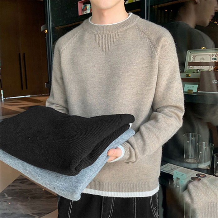 M-3XL 남성 스웨터 니트 스웨터 탑스 크루넥 무지 두꺼운 느긋 가을 겨울 가을 옷 겨울 옷 20대 30대 40대 패션 큰 사이즈