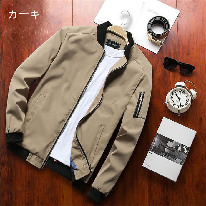 ブルゾン ジャケット メンズ ジャンパー 春秋 フライトジャケット メンズブルゾン ジップジャケット アウター おしゃれ シンプル カジュアル キレイめ 春物 秋服 薄手 登山 釣り キャンプ 30代 40代 50代 ファッション カーキ ワインレッド ブラック ネイビー グリーン firstep-10008201 ファーステップ サンプル画像2
