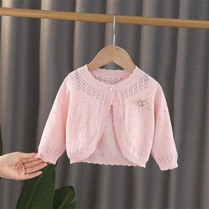 日焼け防止カーディガン 女児 UVカット ベビー服 春 夏 アウター カーディガン 白 ...