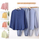 メンズパジャマ ダブルガーゼ カップル 女性 レディース パジャマ 部屋着 恋人 襟なし 前あき 綿 ガーゼパジャマ ルームウェア メンズ ダブルガーゼパジャマ...