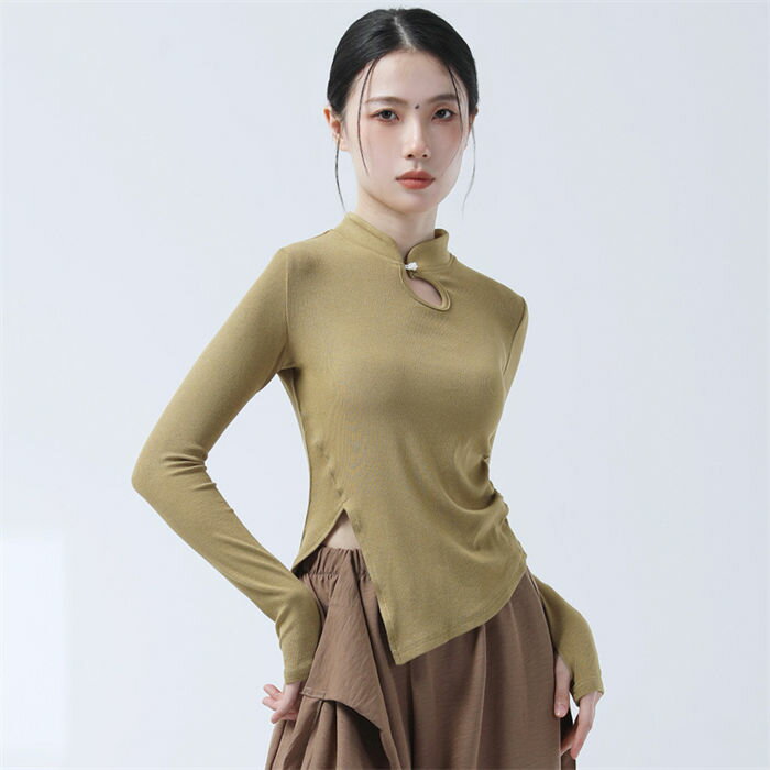 ダンス トップス ヨガ服 レディース 長袖 トップス 古典ダンス衣装 ストレッチ Tシャツ　ヨガダンス衣装 無地 伸縮性有り ラテンダンス バレエ 社交ダンス 練習着 レッスン着 カジュアルTシャツ カットソ