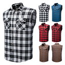 ベストメンズ 無袖シャツ 無袖tシャツ メンズ チェエク柄シャツ ノースリーブ 袖なし カジュアルベスト 男性用 夏服 チェック柄 ファッション