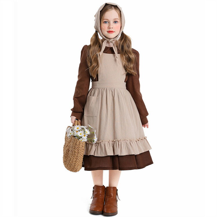 Costume - メイド服 キッズ コスプレ ハロウィンコスプレ メイド服 子供用 ワンピース 農場メイド 民族衣装 童話 制服 コスチューム仮装 田園風メイド 洋館メイド パーティー 舞台 ダンス なりきりワンピース 子とも 変装 幼児園 園児 Halloween 女の子 キッズ衣装 幼稚園