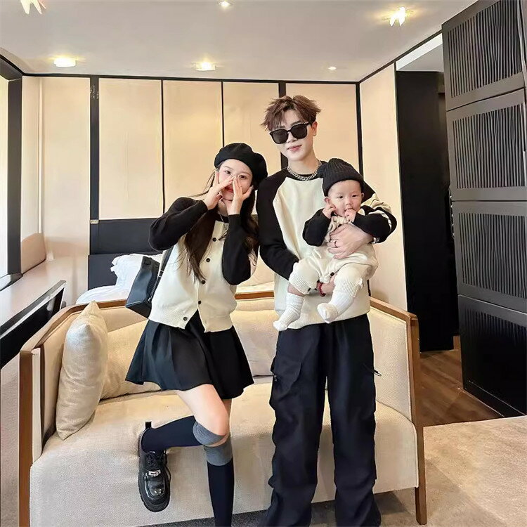 親子 ペアルック 赤ちゃん ニットカーディガン 親子 ペアルック セーター 親子ペアルック 秋 冬 トップ..