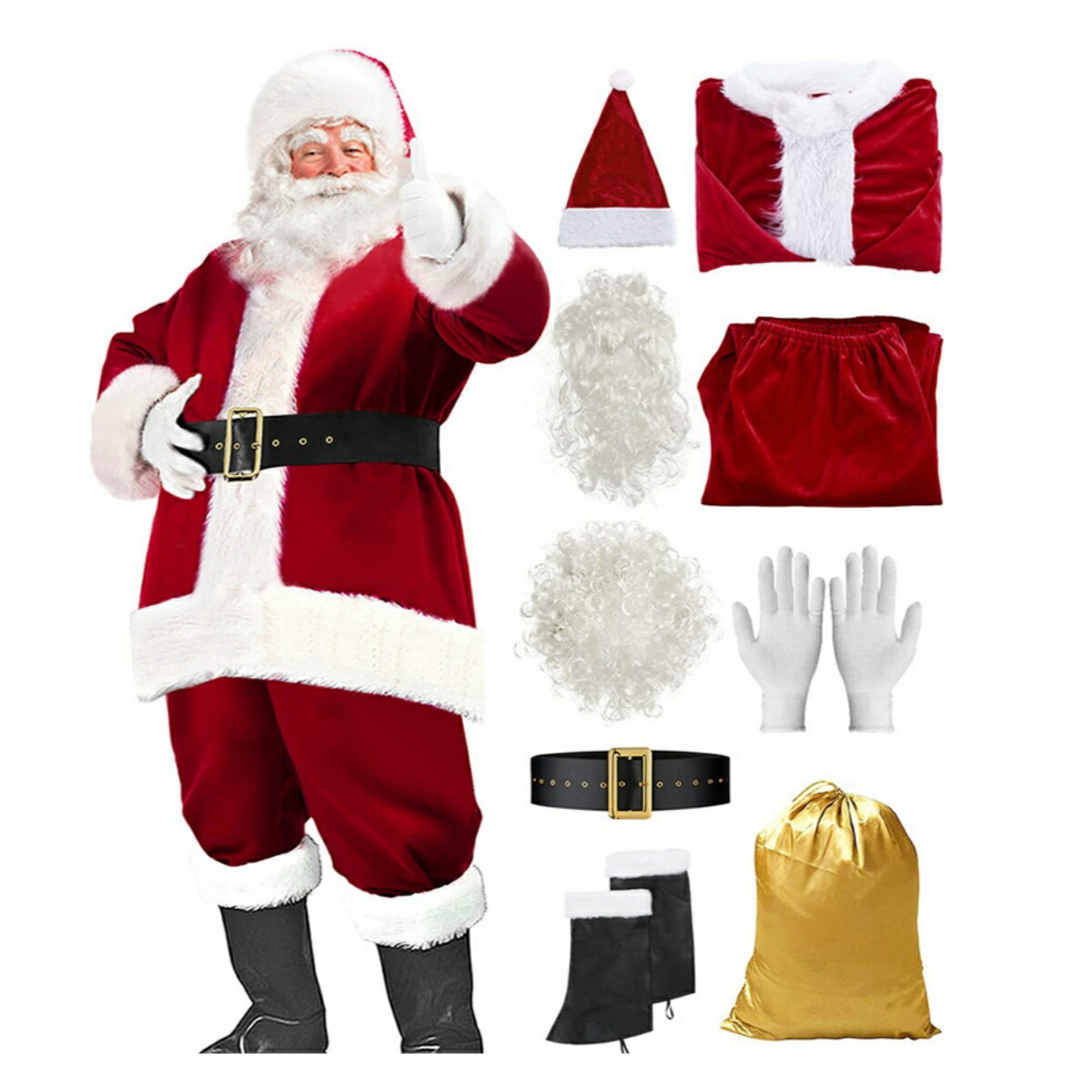 豪華 9点セット サンタクロース 衣装 メンズ サンタコス クリスマス サンタクロース コスチューム クリ..