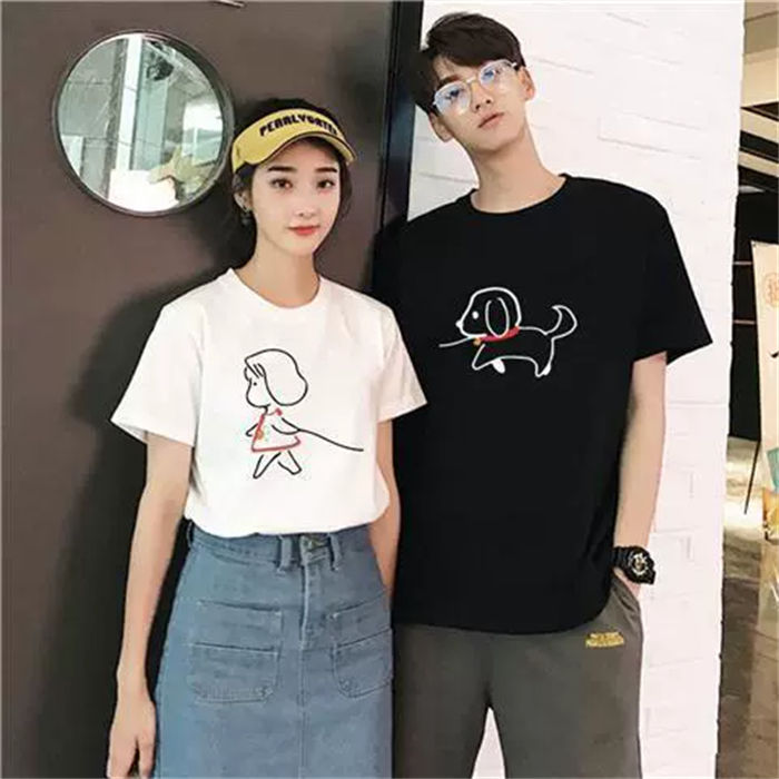 乐天商城 - 夏服 カップル ペアtシャツ 可愛い ペアルック t シャツ お 揃い おしゃれ 黒 白 カップル ペアルック メンズ 半袖 オシャレ コーデ レディース 夏 トップス オーバー サイズ ゆったり ペア ルック お揃い 服 プレゼント